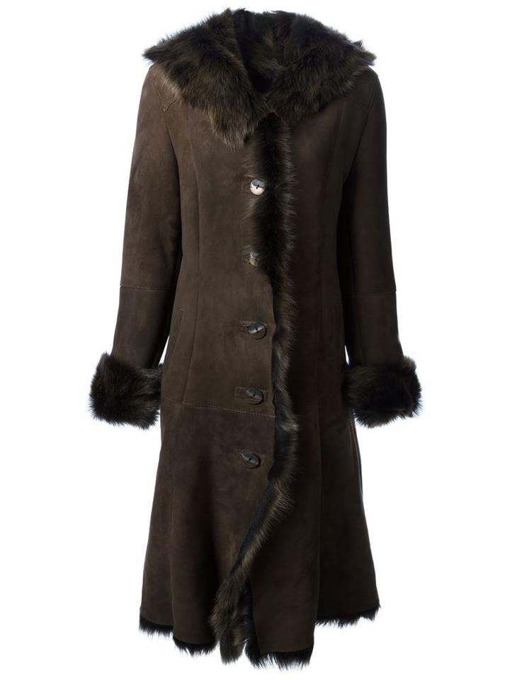 Liska 'katja' Buttoned Coat, Women's, Size: Large, Brown, Lamb Fur