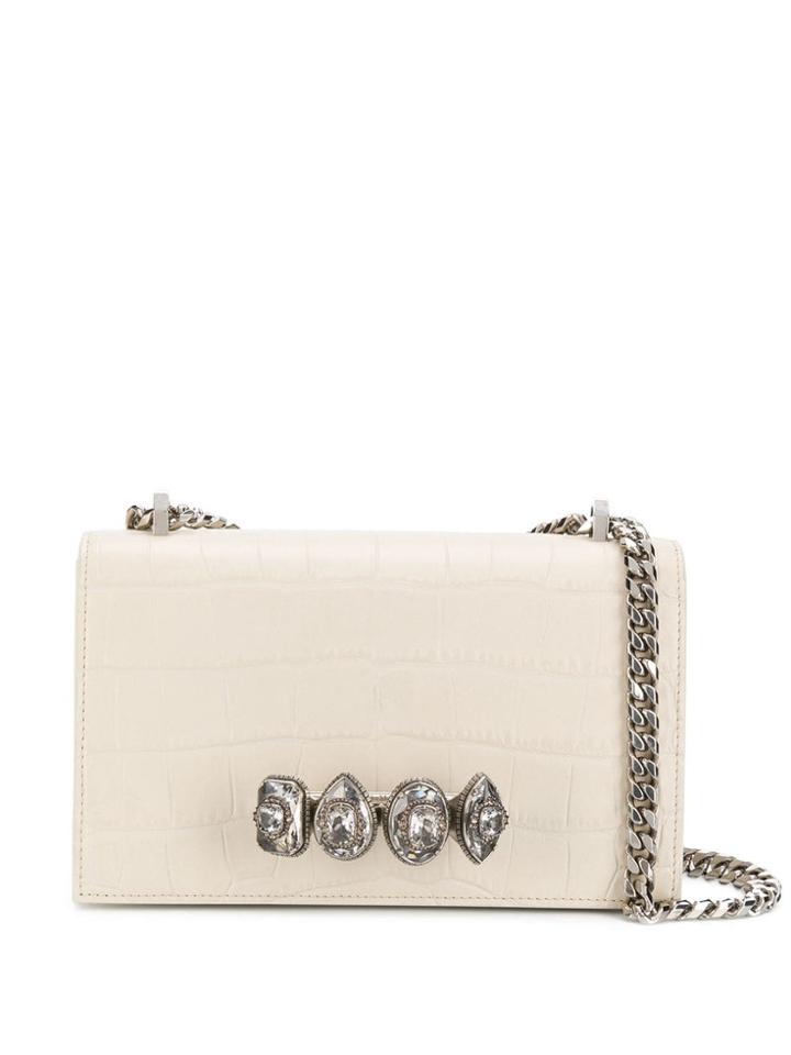 Alexander Mcqueen Ring Embellished Crossbody Bag - Neutrals