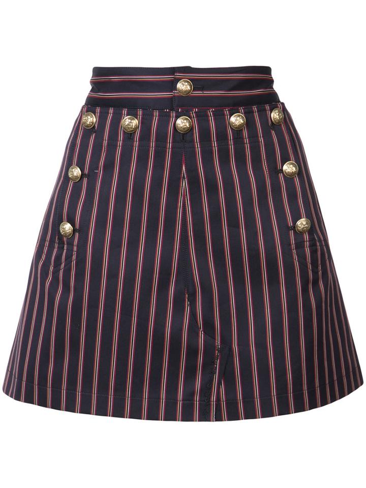 Maison Margiela - Striped Skirt - Women - Cotton - 40, Women's, Blue, Cotton