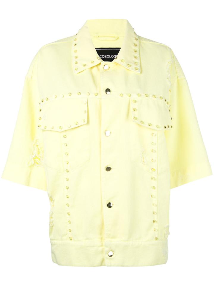 Marco Bologna Oversized Studs Denim Jacket, Women's, Size: 40, Yellow/orange, Cotton