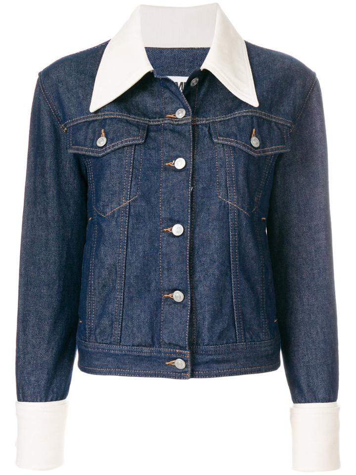Mm6 Maison Margiela Contrast-trim Denim Jacket - Blue