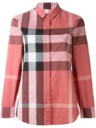 Burberry Check Print Shirt, Women's, Size: Small, Pink/purple, Cotton