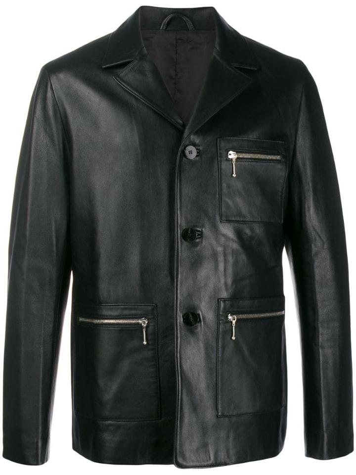 Ernest W. Baker Button-up Leather Jacket - Black
