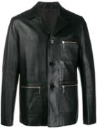 Ernest W. Baker Button-up Leather Jacket - Black