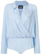 Boutique Moschino Wrapped Front Bodysuit - Blue