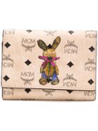 Mcm Logo Rabbit Embellished Wallet - Neutrals