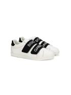 Dolce & Gabbana Kids Teen Logo Print Touch-strap Sneakers - White