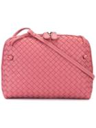 Bottega Veneta Woven Effect Crossbody Bag, Women's, Pink/purple, Leather