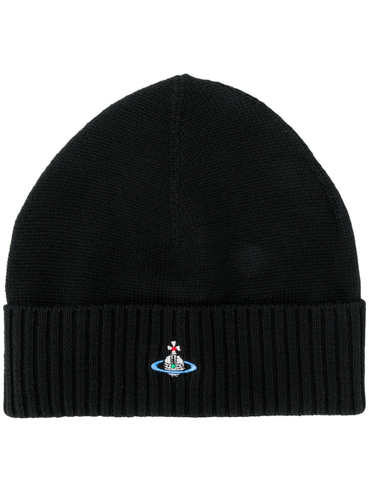 Vivienne Westwood Logo Embroidered Beanie - Black