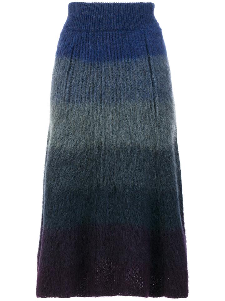 Agnona Striped Midi Skirt - Blue