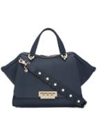 Zac Zac Posen - Floral Applique Bag - Women - Calf Leather - One Size, Blue, Calf Leather