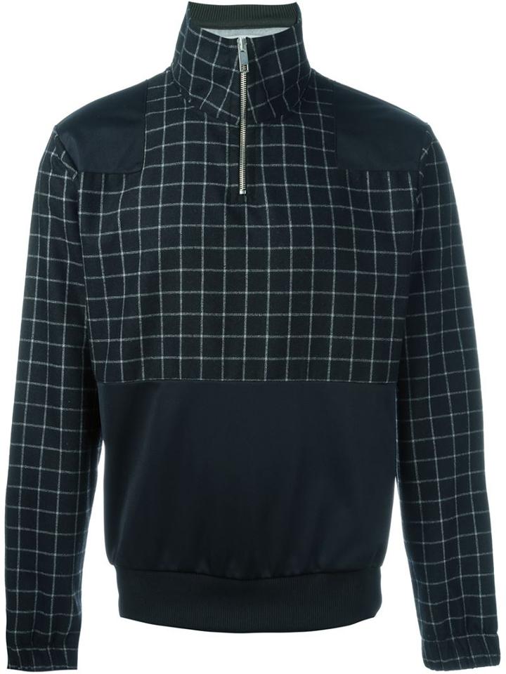 Han Kj0benhavn Front Neck Paneled Sweater, Men's, Size: Small, Black, Acrylic/polyester/wool
