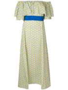 Aybi Off The Shoulder Snow White Printed Maxi Dress - Multicolour