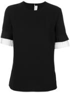 Victoria Victoria Beckham Pleated Trim T-shirt - Black