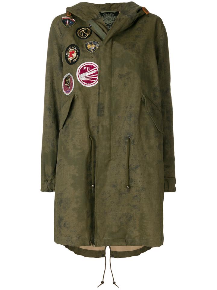 Mr & Mrs Italy Patched Classic Midi Parka - Green