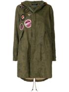 Mr & Mrs Italy Patched Classic Midi Parka - Green