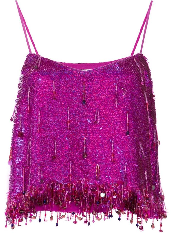 Ashish Sequin Dangles Camisole, Women's, Size: Small, Pink/purple, Silk/sequin