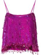 Ashish Sequin Dangles Camisole, Women's, Size: Small, Pink/purple, Silk/sequin