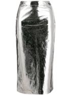 Mcq Alexander Mcqueen Metallic-effect Midi Skirt - Silver