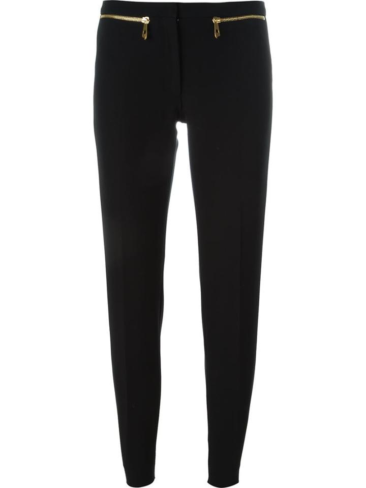 Versace Collection Pleated Zip Detail Skinny Trousers