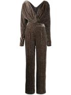 Rhea Costa Silk Long-sleeve Jumpsuit - Grey