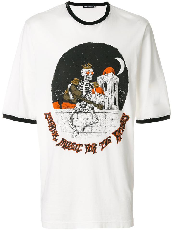 Dolce & Gabbana Royal Skeleton Print T-shirt - White