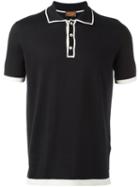 Tod's Contrasting Trim Polo Shirt, Size: 50, Black, Cotton/silk