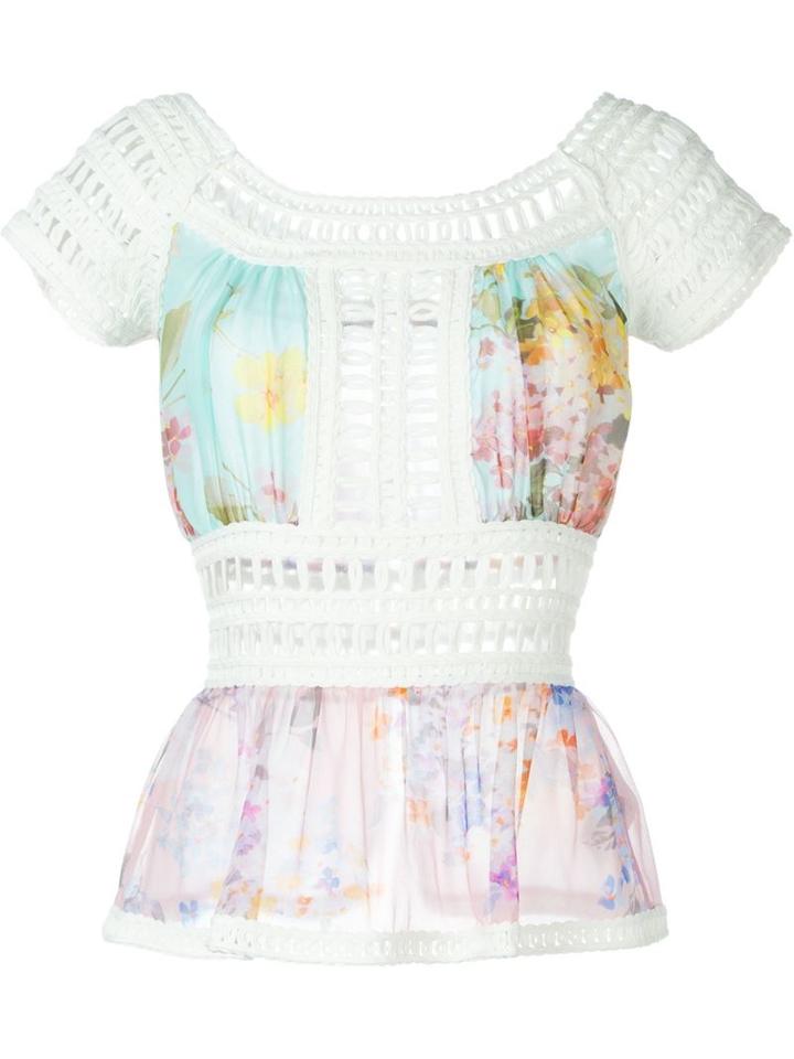 Blumarine Floral Print Peplum Top