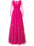Carolina Herrera Embellished Tulle Evening Dress - Pink & Purple