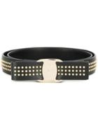 Salvatore Ferragamo Vara Bow Stud Belt - Black