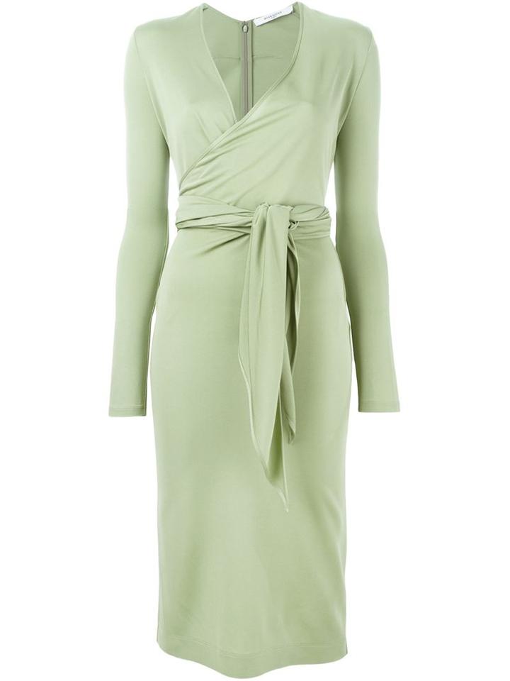 Givenchy Belted Wrap Dress, Women's, Size: 38, Green, Viscose/acetate/silk