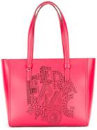 Salvatore Ferragamo Perforated Logo Tote, Women's, Red, Calf Leather