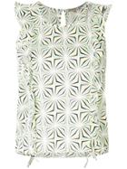 Patrizia Pepe Print Ruffle Hem Tank Top - White