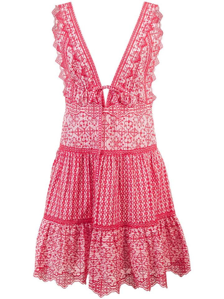 Jonathan Simkhai Eyelet Embroidery V-neck Dress - Red