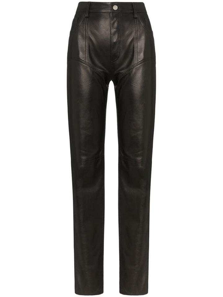 Mugler High-waisted Straight Leg Leather Trousers - Black