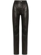 Mugler High-waisted Straight Leg Leather Trousers - Black