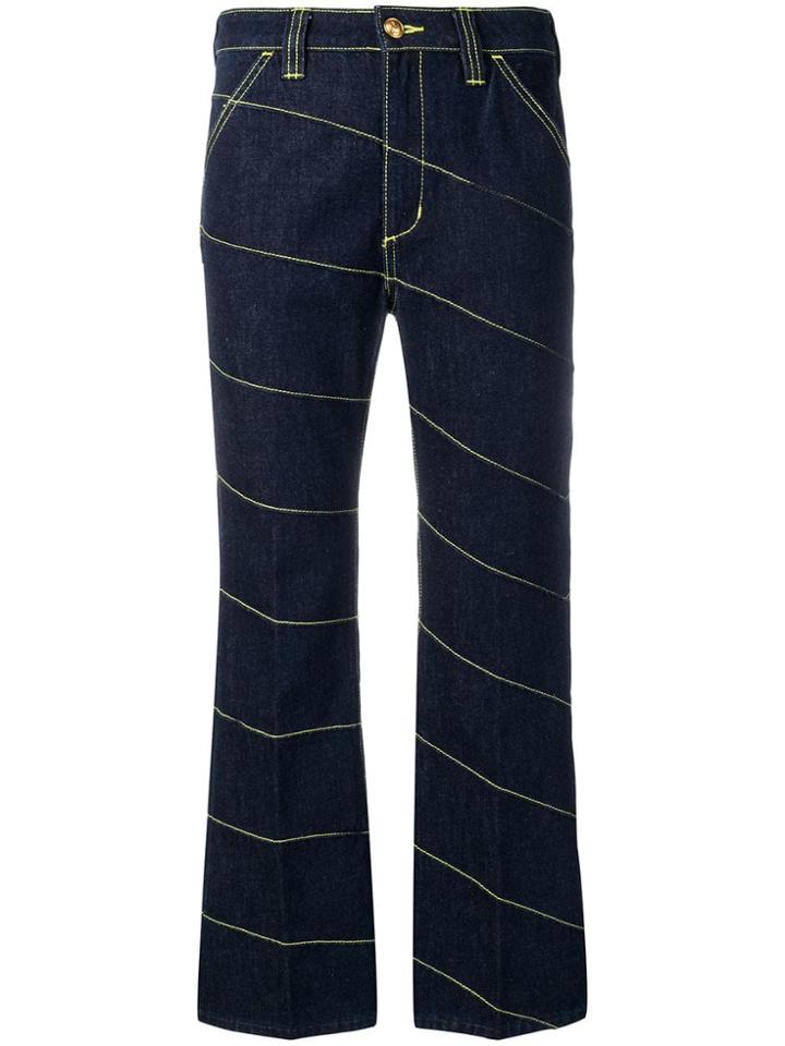 Tory Burch Diagonal Stitch Jeans - Blue