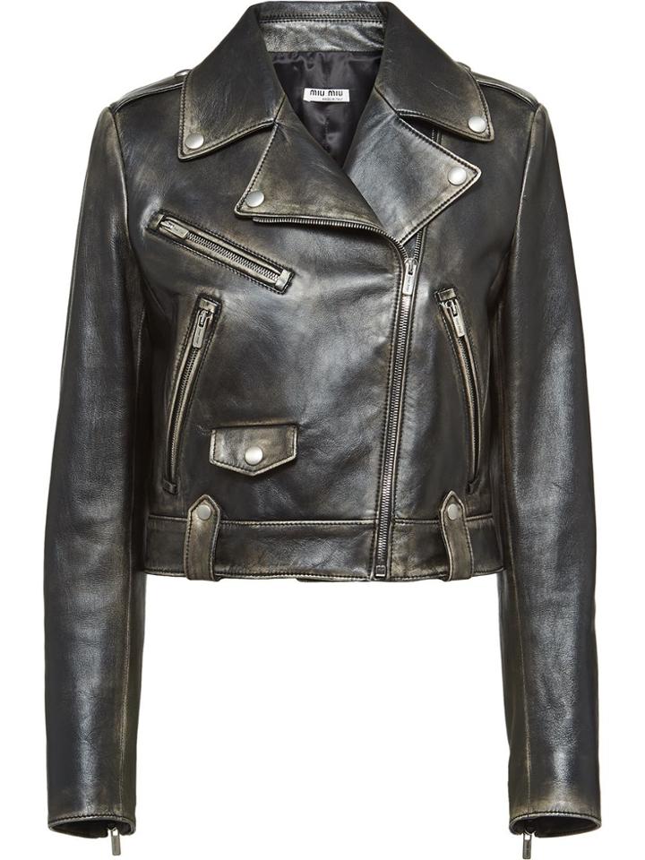 Miu Miu Leather Biker Jacket - Black