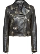 Miu Miu Leather Biker Jacket - Black