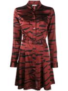 Ganni Tiger Print Shirt Dress - Red