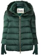 Herno Padded Jacket With Fox Fur - Green