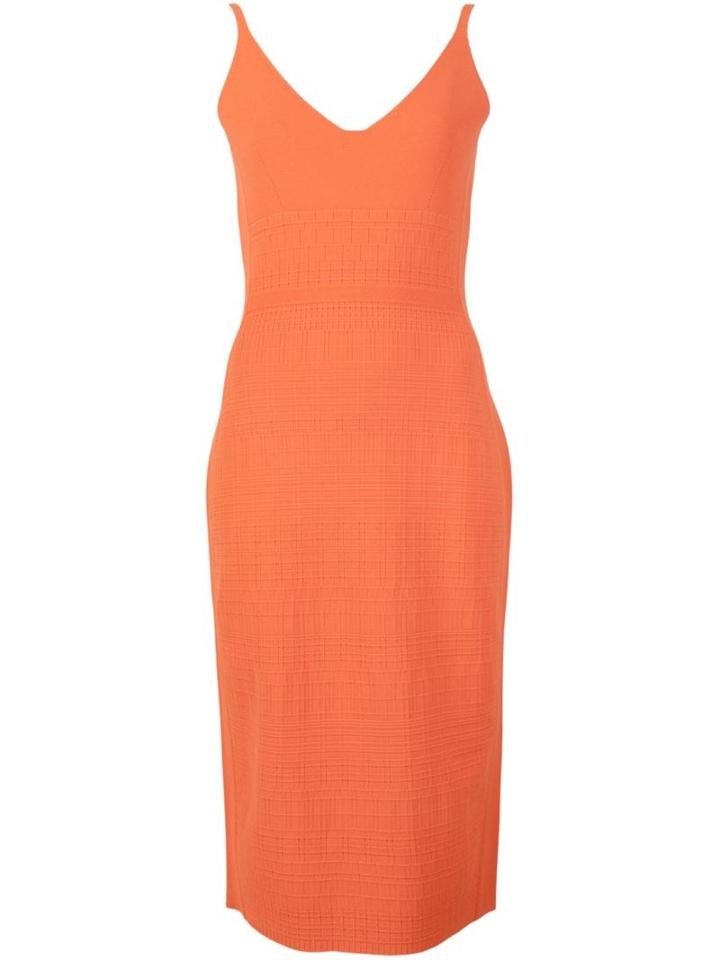 Narciso Rodriguez V-neck Sleeveless Midi Dress, Women's, Size: 42, Yellow/orange, Viscose/polyester