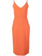 Narciso Rodriguez V-neck Sleeveless Midi Dress, Women's, Size: 42, Yellow/orange, Viscose/polyester