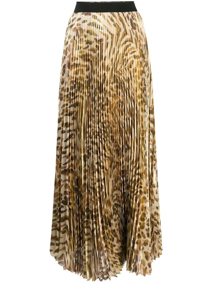 Blumarine Printed Pleated Long Skirt - Neutrals