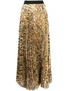Blumarine Printed Pleated Long Skirt - Neutrals