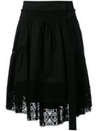 Alberta Ferretti Lace Trim Asymmetric Skirt, Women's, Size: 42, Black, Cotton