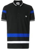 Les Hommes Urban Stripe Detail Polo Shirt - Black