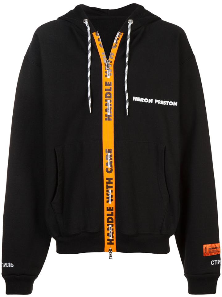 Heron Preston Zip Front Hoodie - Black