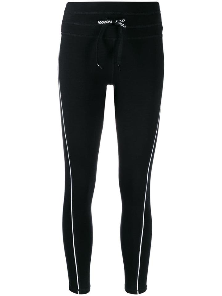 Dkny Contrast Piped Trim Leggings - Black
