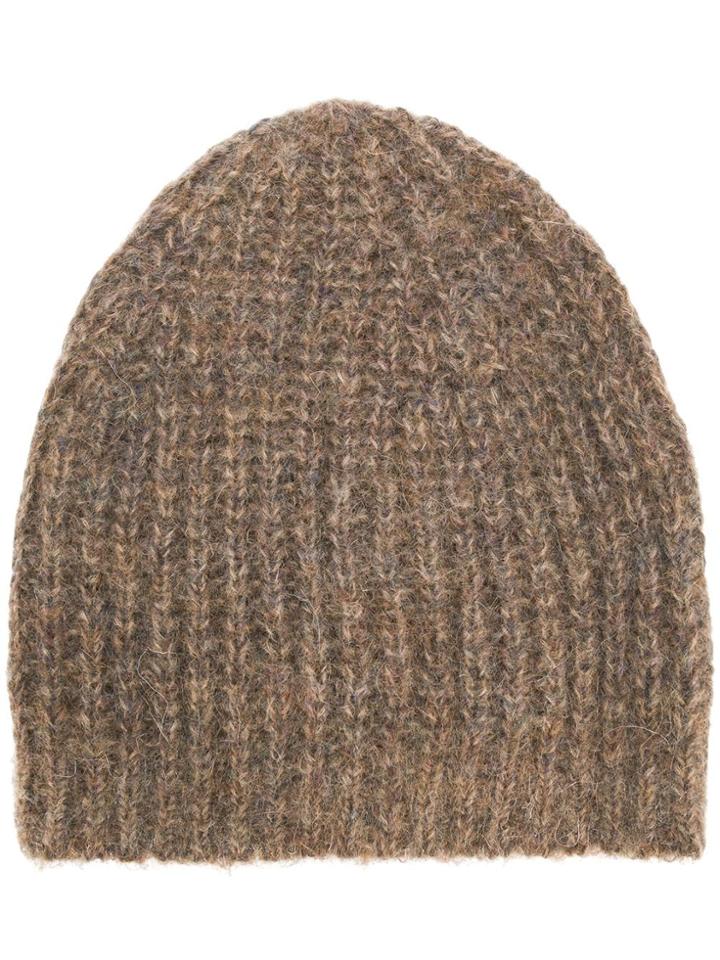 Isabel Marant Ribbed Knitted Beanie - Neutrals